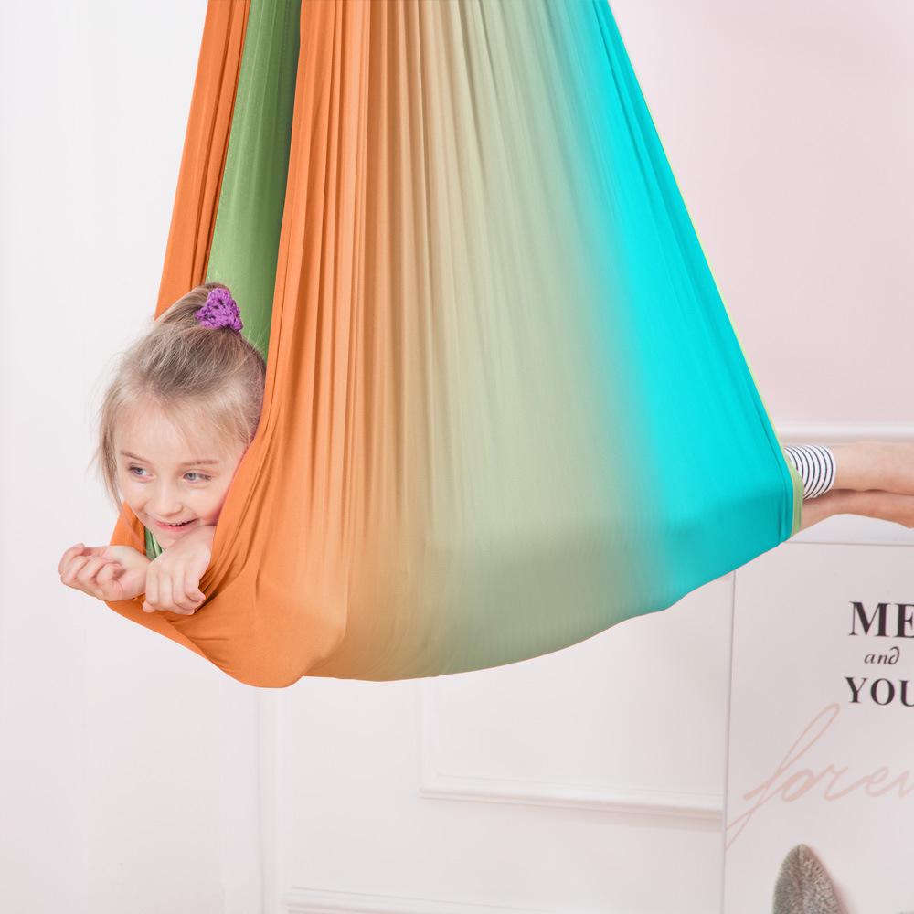 Children's Double-Layer Stretchy Hammock Swing for Indoor/Outdoor Sensory Yoga (230*150)