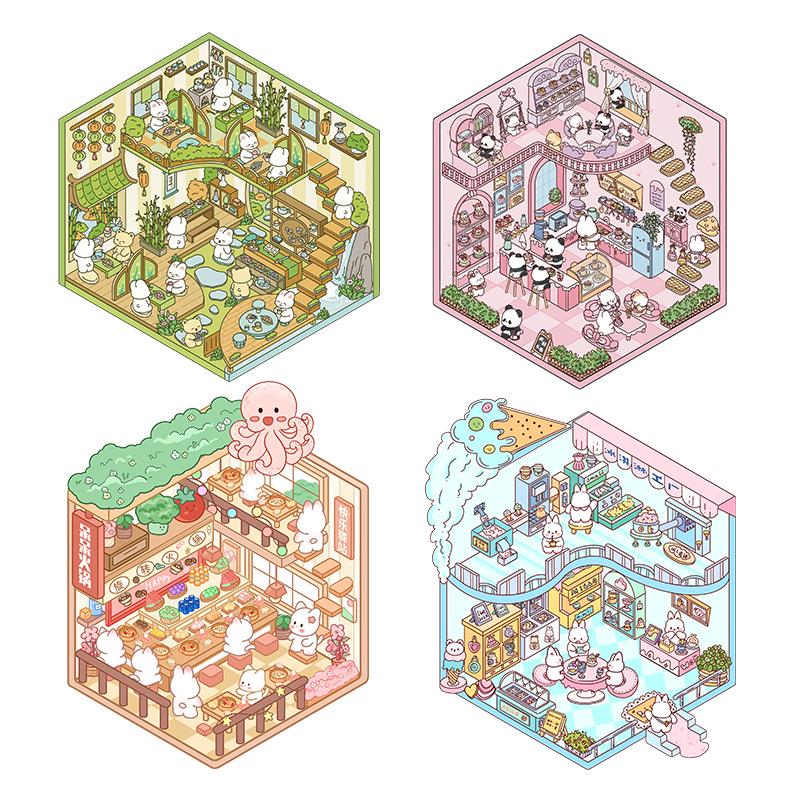 3D Miniature Scene Collage Stickers: Cute Decompression Handbook Stickers