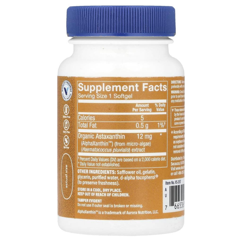 The Vitamin Shoppe, Astaxanthin, 12 mg, 60 softgels