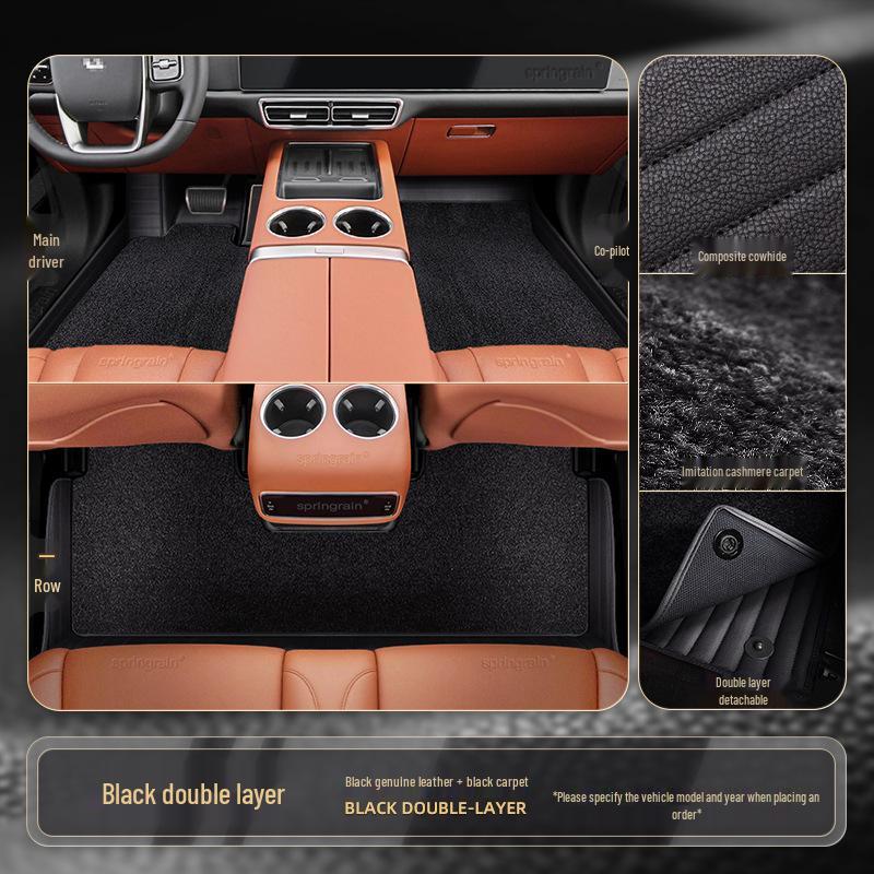 Ideal L7/8/9/ONE Genuine Leather Double-Layer Floor Mats for Six-Seven Seaters