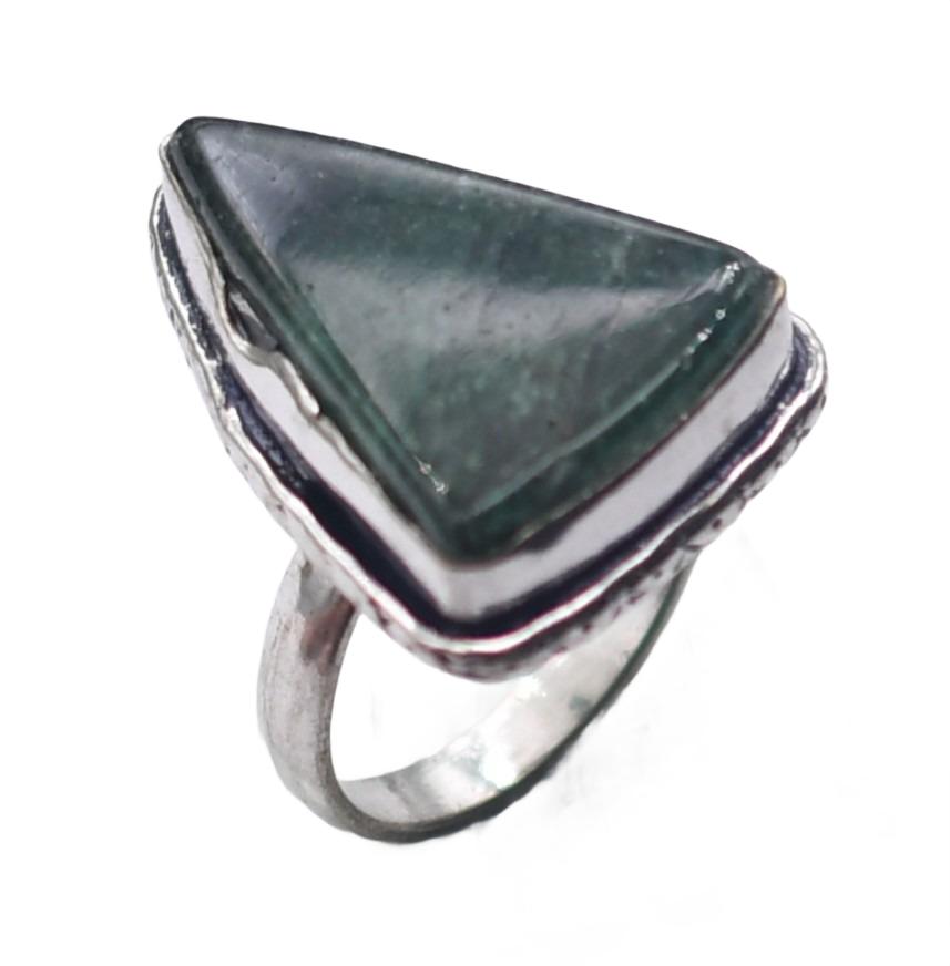 Moss Agate Natural Gemstone Antique Silver Ring US Size-6.75 R 5092
