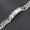 Mens Stainless Steel Large Link Chain Bracelet with Custom Logo Plate Matt Finish 16mm Wide Engraving Name Bar Bracelets