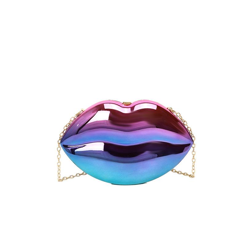 

Funny creative lip bag women s bag 2025 new European and American fashion gradual change color personality shoulder acrylic dinner bag