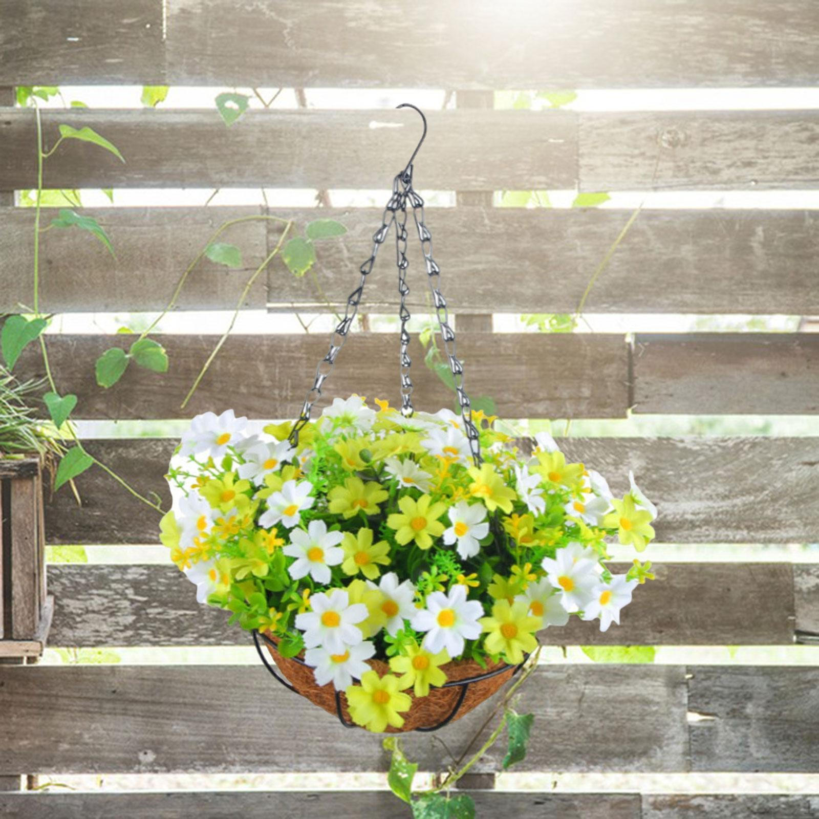 Искусственные цветы в подвесной корзине Искусственные растения Горшок для цветов Выглядят как настоящие Садовый декор Кашпо Green