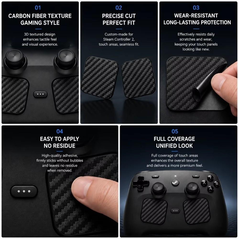 2 st repfria pekplattklistermärken Skyddande hud för Steam Controller 2 Speltillbehör