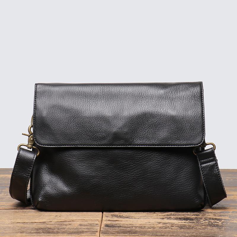 Retro Original Men S Genuine Leather Shoulder Bag Women S Mad Horse Leather Messenger Bag Handmade Ipad Bag Cowhide Clutch Bag чёрный
