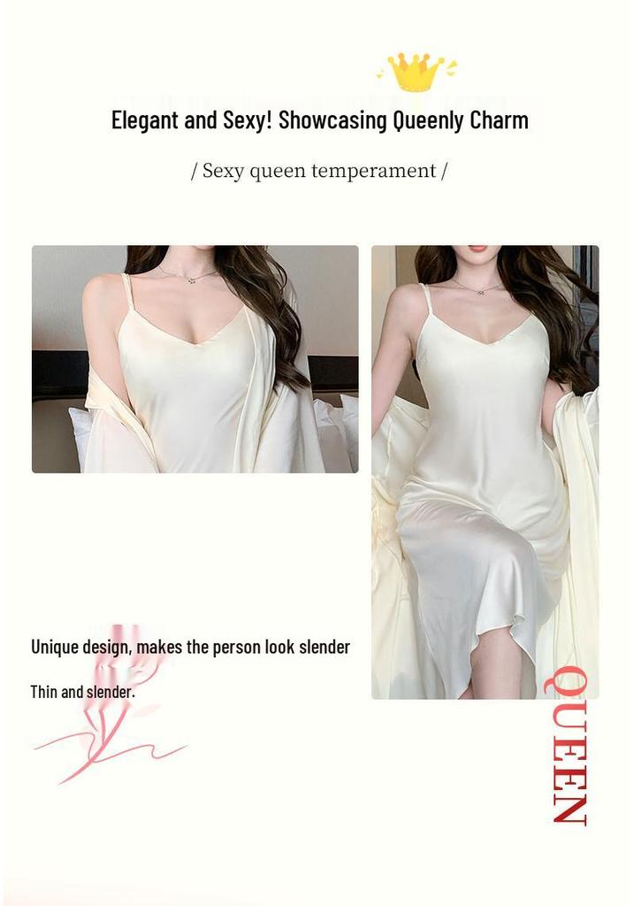 Elegant French Silk Backless Camisole Nightgown