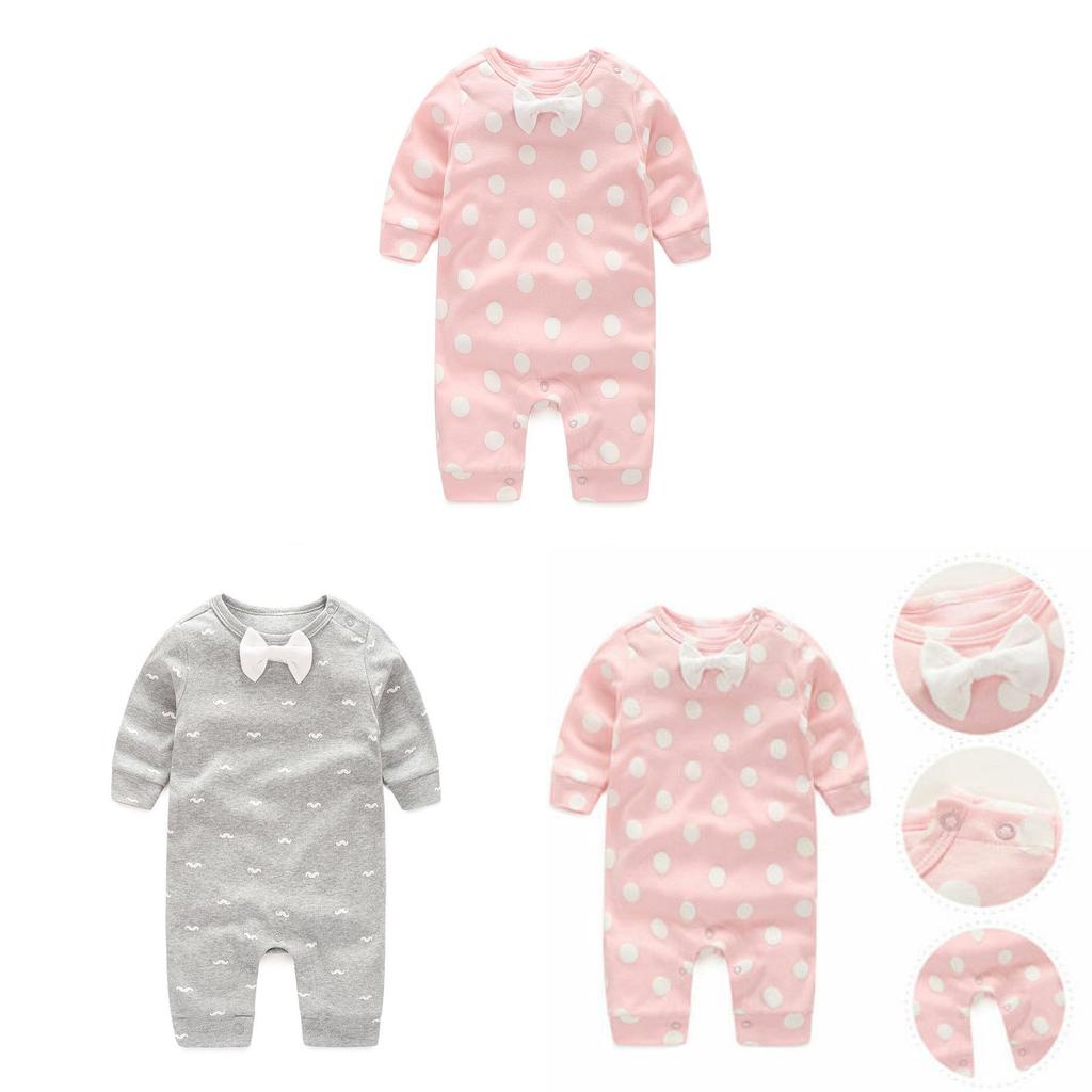 Tuta da bambino in cotone a maniche lunghe con fiocco per gattonare e giocare
