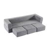 Ebern Designs Convertible Sofa Set with 3 Footrests – Bed of High-resilience Foam, Chenille Floor Sofa for Studio Apartments and Home Offices. Gray