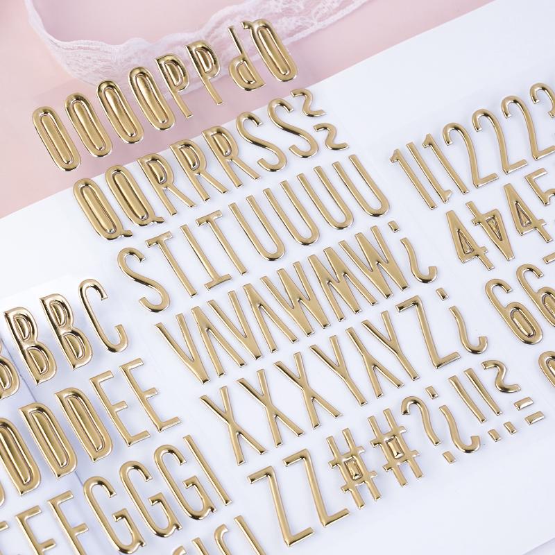 1/3 Sheets 3D Gold Letter Number Stickers Letters Stickers Self Adhesive Stickers For DIY Crafts Scrapbooking Decorative Decal