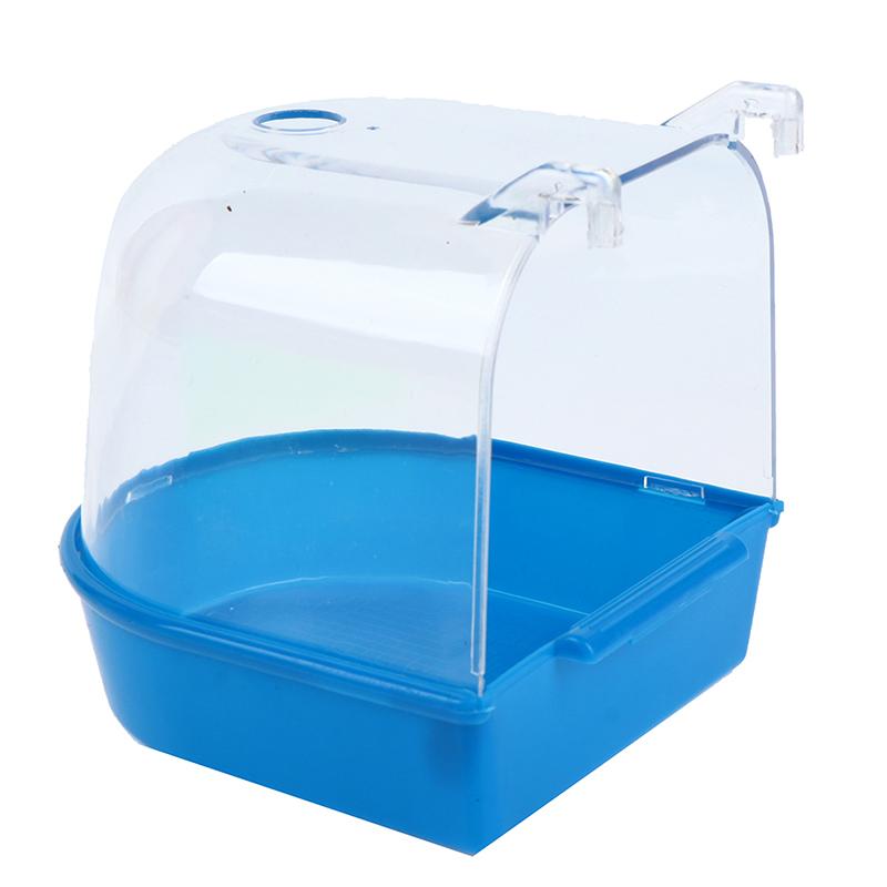 1Pc Plastic Bird Water Bath Box Parrot Hanging Bird Bath Cage Bathtub Bird Bath синий