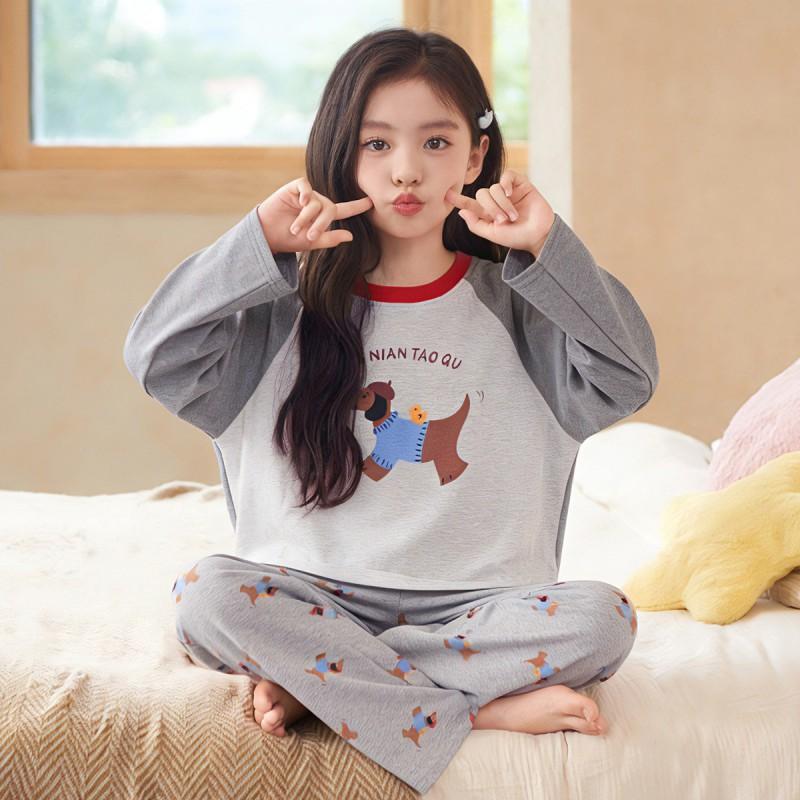 100% Cotton Girls Pajama Set Long Sleeve Round Neck Loose Fit Princess Style Kids Ages 8 Home Wear
