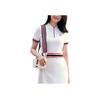 Fila Fitted Half-Zip Fashion Knit Dress With Stripe Details Women Dresses White F11W021310FWT