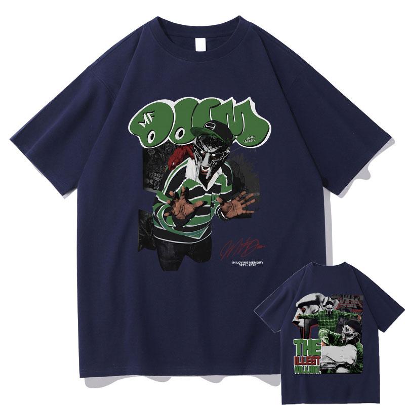 Rapper Mf Doom Madvillainy The Illest Villains Double Sided Print Tshirt Men Fashion Oversized Tshirt Male Hip Hop Trend Tees