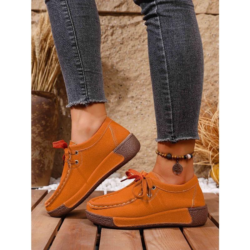 Women's Autumn Thick-Soled Platform Casual Loafers, Fabric Upper Comfort Footwear, Available In Large Sizes.