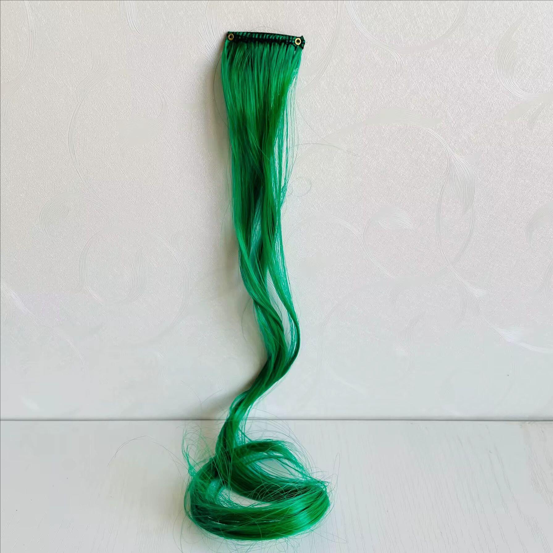 

Градієнтне безшовне довге кучеряве волосся та перуки темно-зелений колір