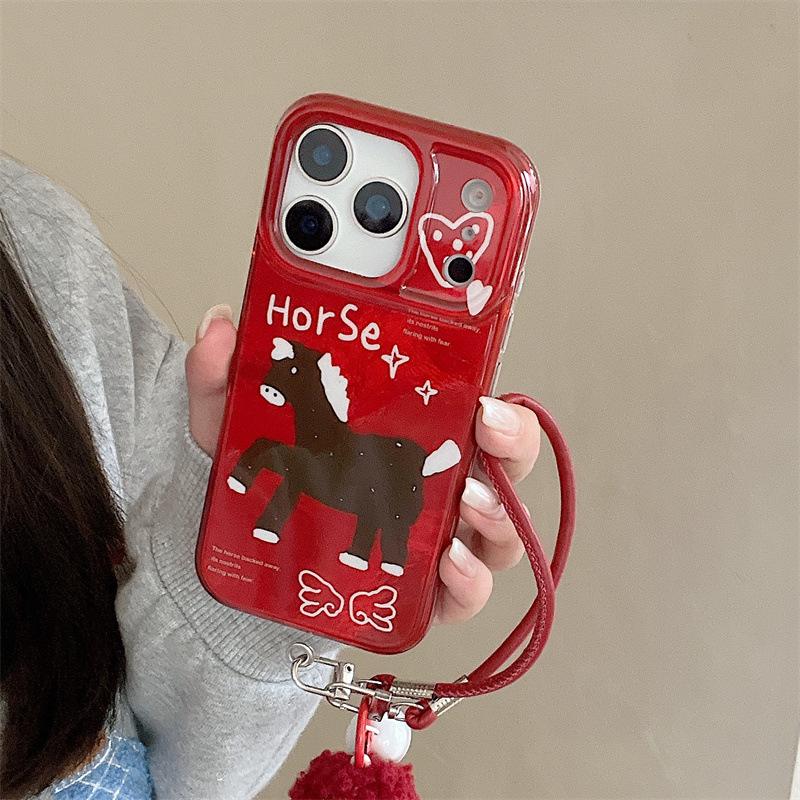 Graffiti Love Heart Horse Lanyard for iPhone 17/16 Pro Max/15/14 Case - Premium Feel