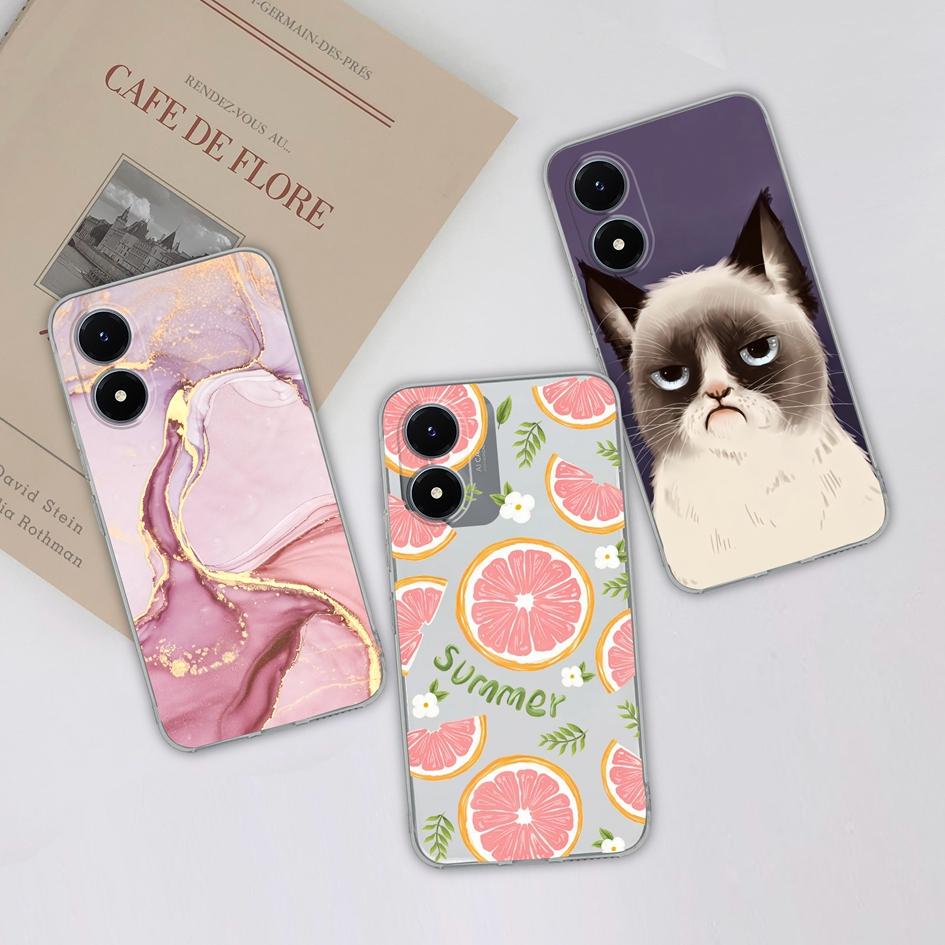 Handyhülle für Vivo Y20 Y21 Y27 Y36 Y33 Y10 Y11 Y15 Y17s Cover Damen Handytasche stoßfest transparent weiches Silikon Fashion Labels für Vivo Bumper
