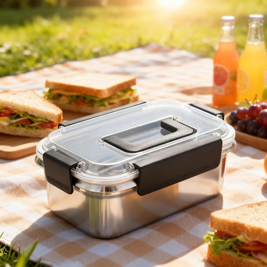 Stainless Steel Food Storage Container Reusable for Household Microwave Work 1600ml