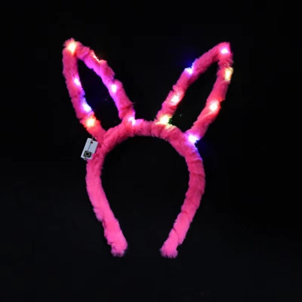 Rabbit Ear Headdress Soft Light Up Headband Led Hairbands Bright Fur Bunny Ear Hair Accessories For Birthday Parties Christmas