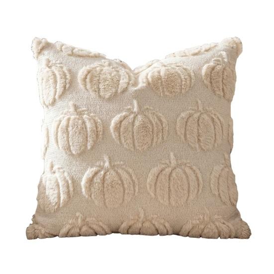 Soft Polyester Cushion Covers Fall Pumpkin Cover, 18x18 Inch Plush Throw Pillow Unique Halloween Party Gifts Farmhouse Case for Sofa Couch Home