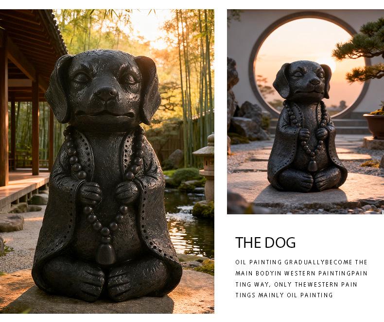 Zen-Welpe Harz-Ornament: Entzückende buddhistische Meditationsgarten-Dekoration