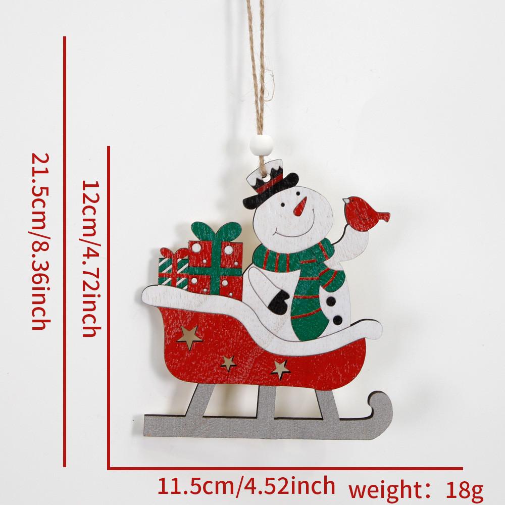 

Рождественские деревянные очаровательные украшения с лазерной резкой, изображающие Санту, оленей и сани Snowman Gift