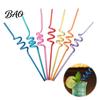 Translucent Spiral Straws 10PCS Plastic Straws, Colorful Twisted Drinking Food-Grade Cocktail Party PETG Reusable Drink Accessories for Cocktails