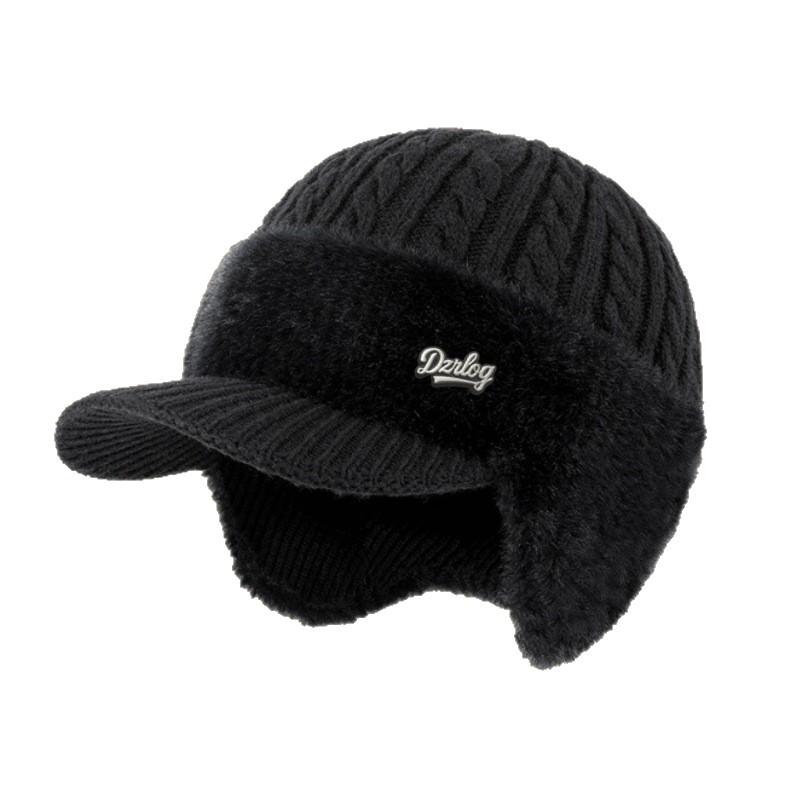 In the Hat, the Elderly Father's Ear Protection Hat Keeps Warm Autumn and Winter Fashion Knitted Hat Fleece Cold-proof Wool Hat