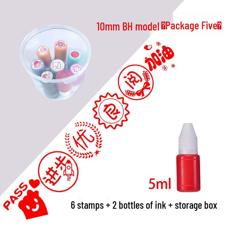 Children's Reward Stamp Set: Cartoon Teacher Small Red Flower Stamps for Kindergarten and Primary School