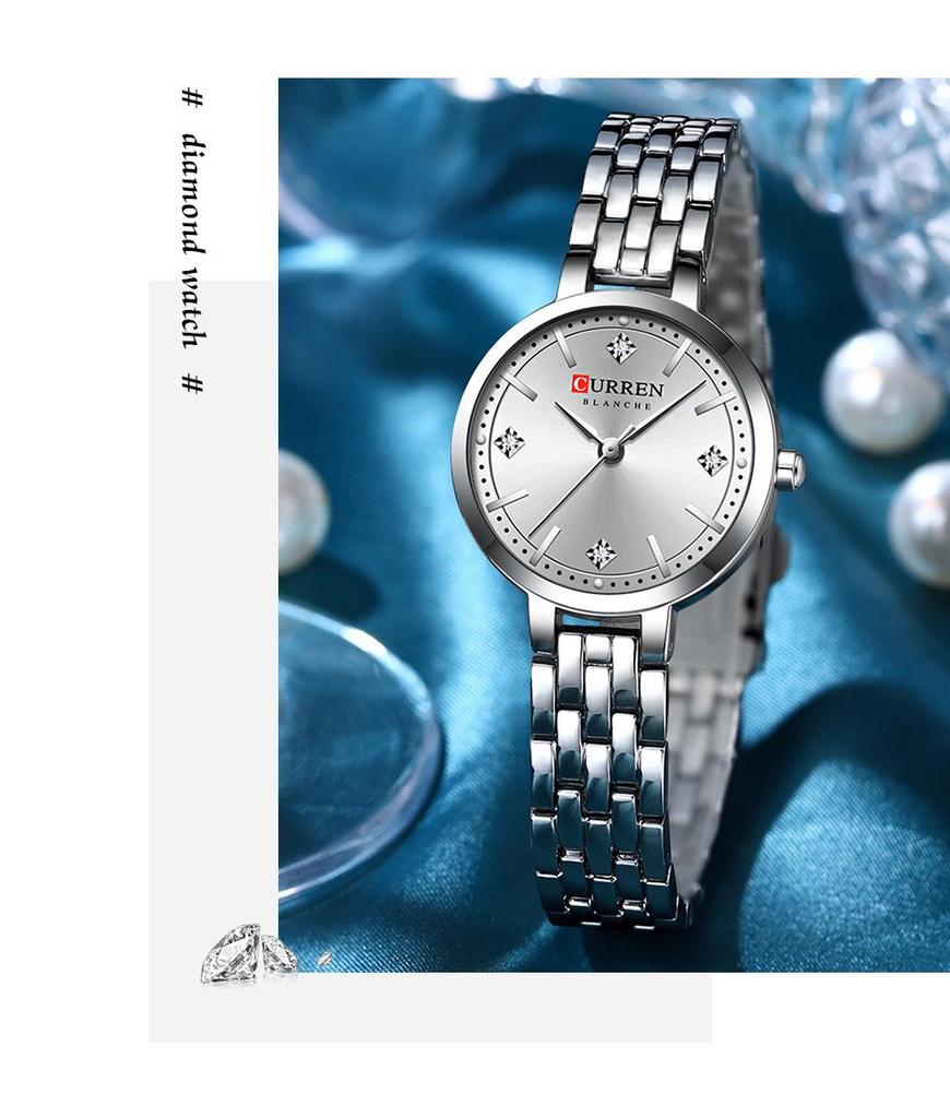 CURREN 9106 Women's Waterproof Quartz Watch with Steel Band