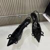 Fashion Women's Stiletto Baotou Sandals Spring New Pointed Head Shallow Mouth Butterfly Knot Anti-slip Wear-resistant High Heels