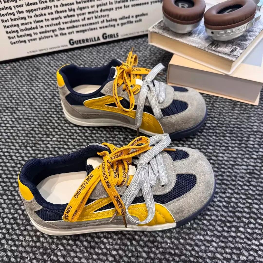 Korean niche board shoes, new autumn student platform mesh breathable bread shoes 35 жёлтый