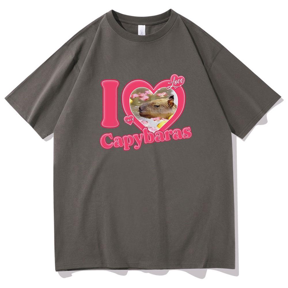 I Love Capybaras Print Men Women Fashion Casual Loose Tshirts Crew Neck Hip Hop Man Funny Tshirt Male Tee Shirt Male Streetwear