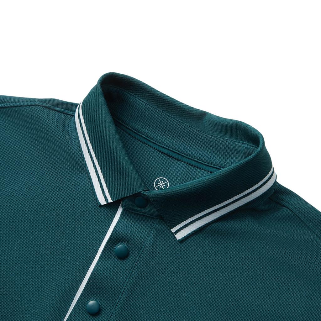 Li Ning Wade Series Simple Comfortable Striped Versatile Casual Pullover Short Sleeve Polo Shirt Men Polo Shirts Dark-Reef-Green APLV007-3