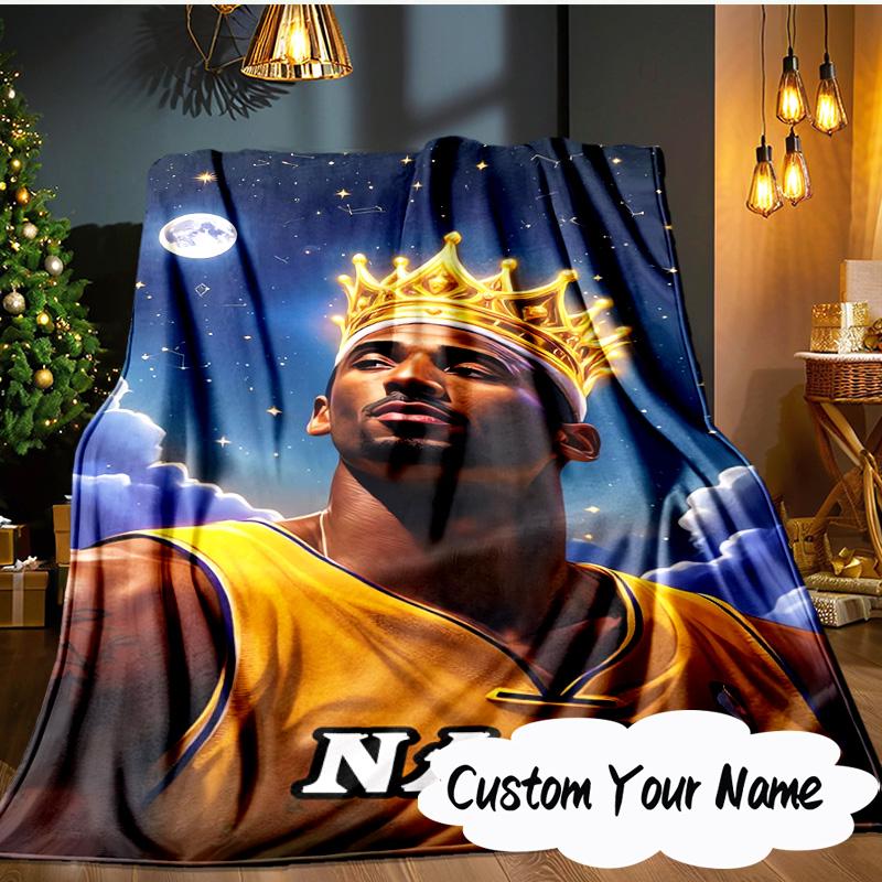 Custom Name Basketball Player Action Blanket Ideal Bedding Blanket Perfect for Travel, Camping, Living Rooms, Offices, Sofas, Fan Christmas Gift