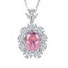 Luxury Solid Platinum PT950 Women's Ice Flower Cut Red Pink Yellow Moissanite Diamond Pendant Necklace