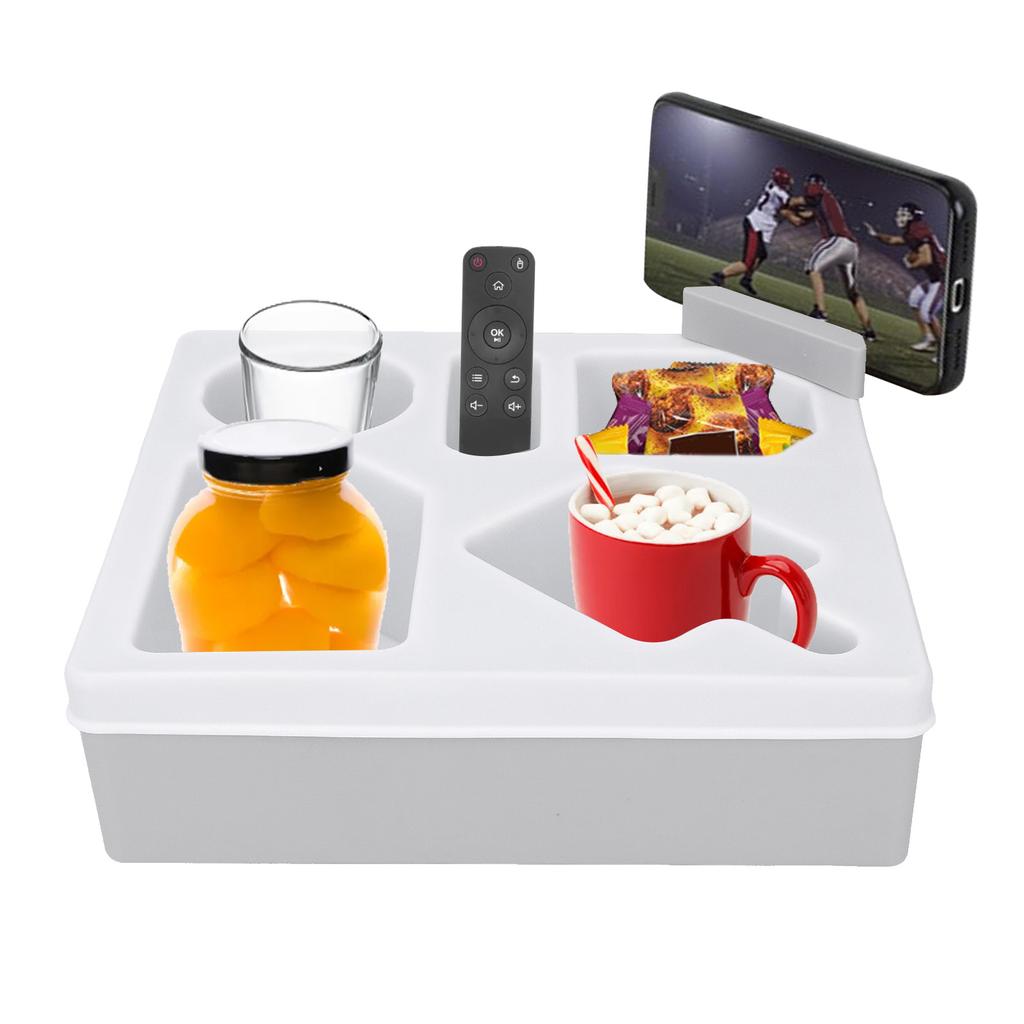 Sofa Cup Holder Tray with Phone Stand Silicone Plastic Couch   Drink Holder for Bed Car Remote Control Snacks and Other Items