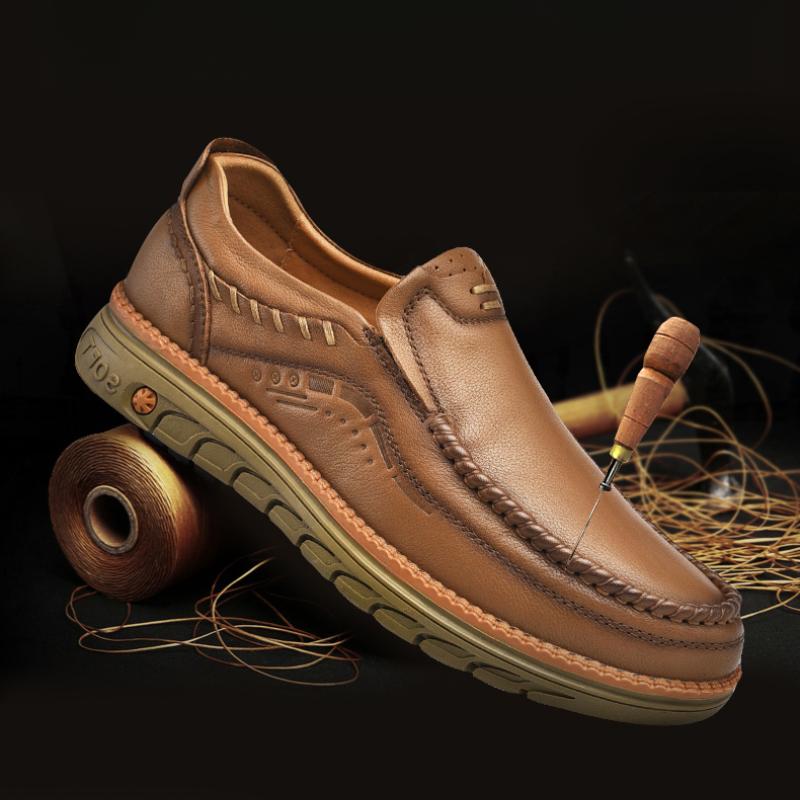 Men's Leather Shoes Handmade Moccasins Loafers Slip on Flats Walking Shoes