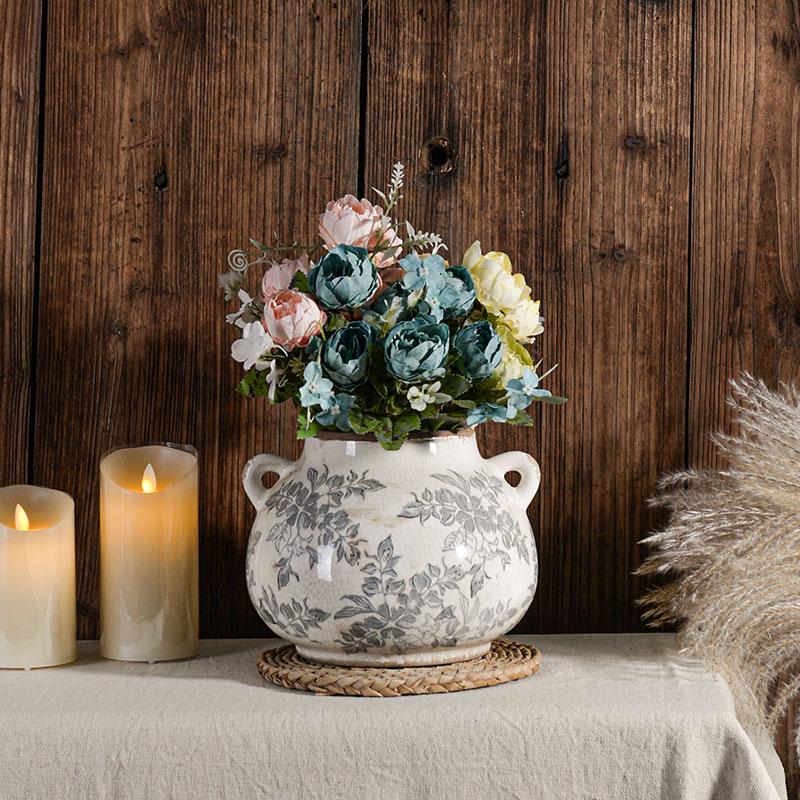 Vase Vintage Ceramic Desktop Decoration Living Room Arrangement Nordic Style American Dried Flower Creative Art High Sense Home