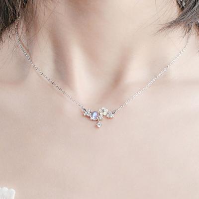925 Sterling Silber Crytal Shell Blume Halskette für Frauen Süße Schlüsselbein Kette Mädchen Schmuck Großhandel