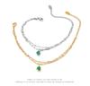 18K Vintage Hong Kong Style Double-Layer Titanium Steel Bracelet for Women