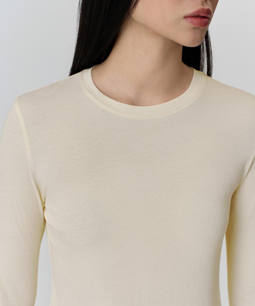 MUSINSA STANDARD WOMAN Women'S Sheer Slim Long Sleeve T-Shirt [Butter Cream]