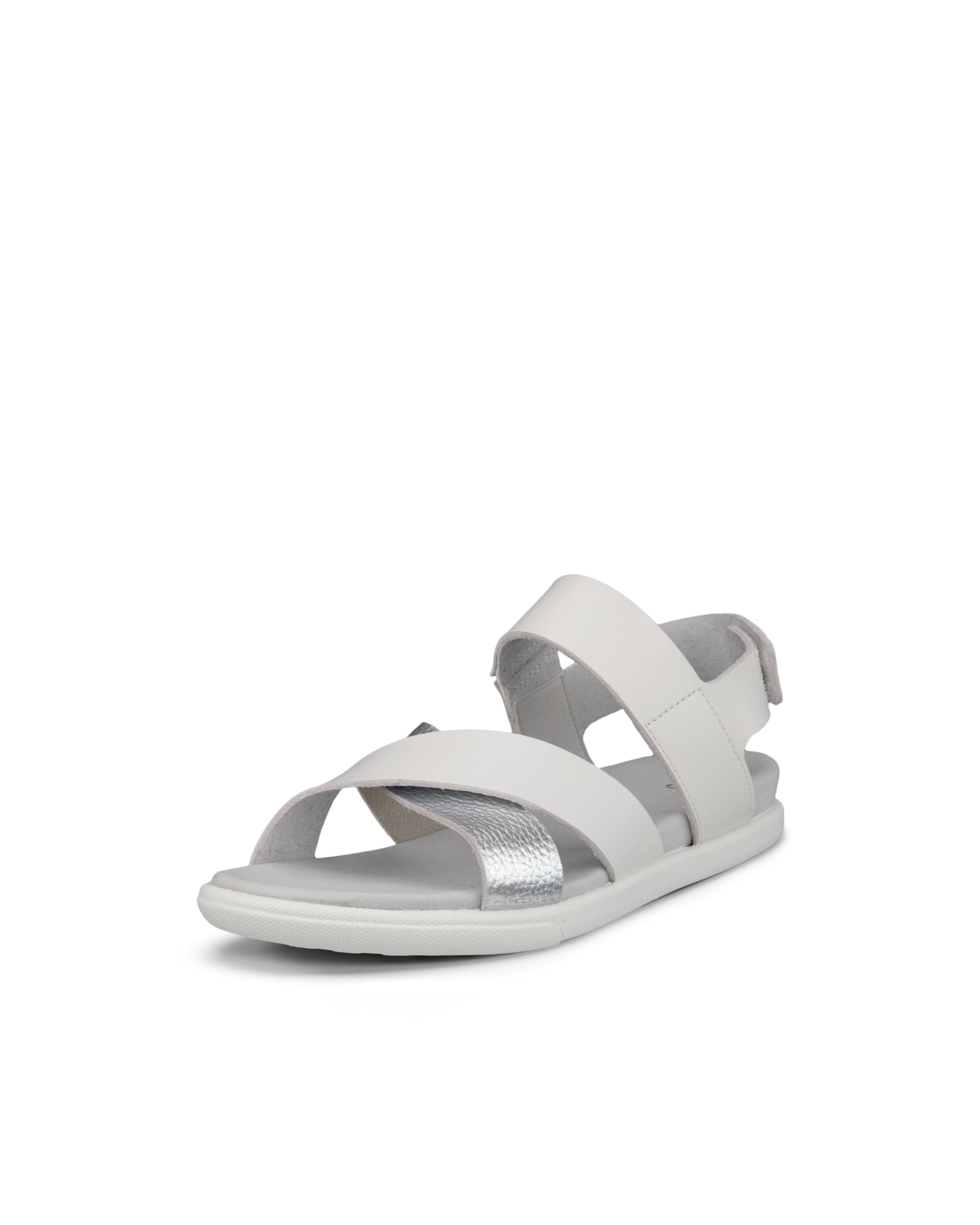 

ECCO Samara Flat Women s Sandal, White/Pure Silver, 8-8.5