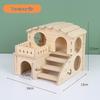 Solid Wood Hamster House with Stairs - Single or Double Layer Nest for Sleeping and Play