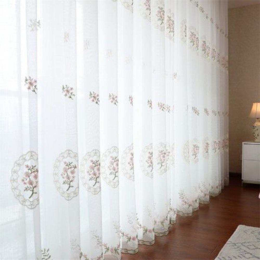 New Floral Embroidered Sheer Curtains for Living Room Bedroom Windows Voile Drapes Fresh Design