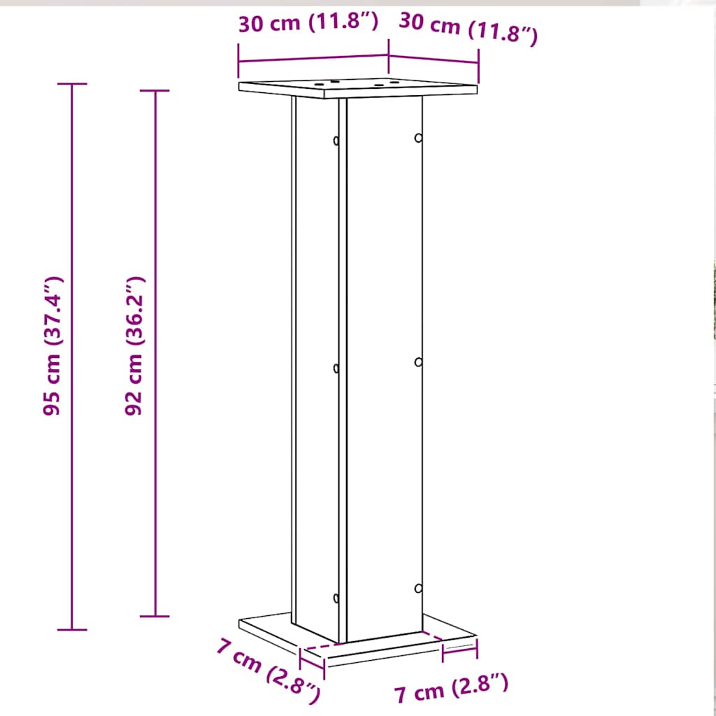Plant Stand 2 pcs Black Oak Effect 30 x 30 x 95 cm