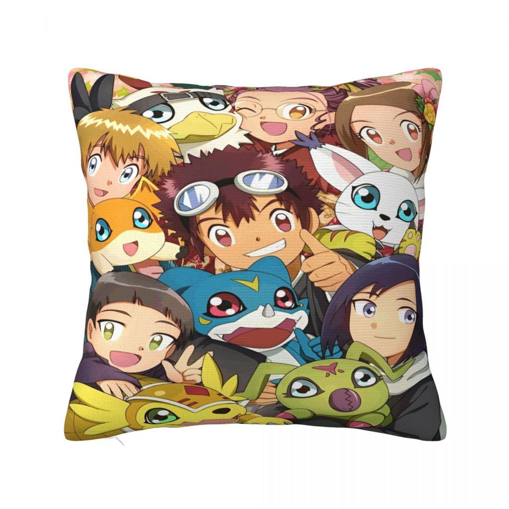 Stylish Bedroom Digital Monster Digimon Decoration Pillowcase Merch Pillow Cover Zipper Multi-Size