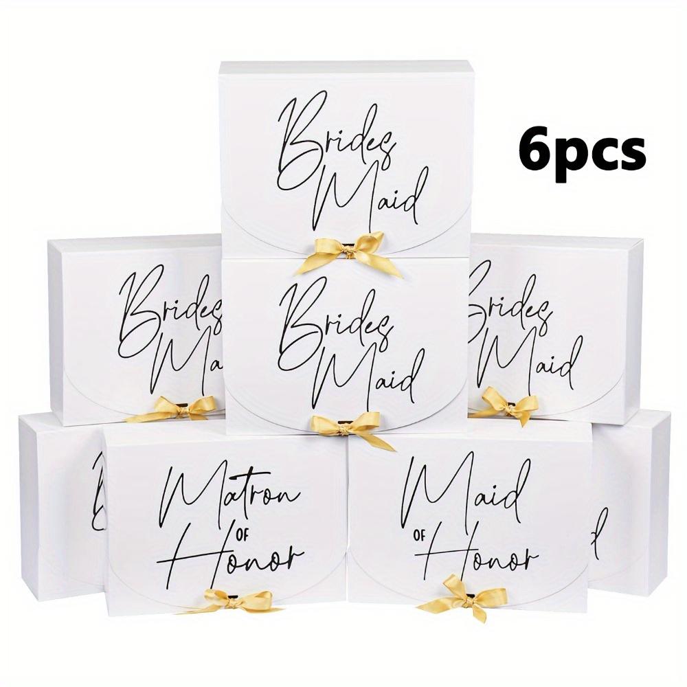 6pcs Premium Gift Box with Lid and Ribbon Bridesmaid Proposal Boxes Gift Boxes for Wedding Party Ideal for Maid of Honor, Matron of Honor and Wedding