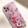 Pink Floral Shockproof Clear Case for iPhone 14/15/16/17 Pro Max